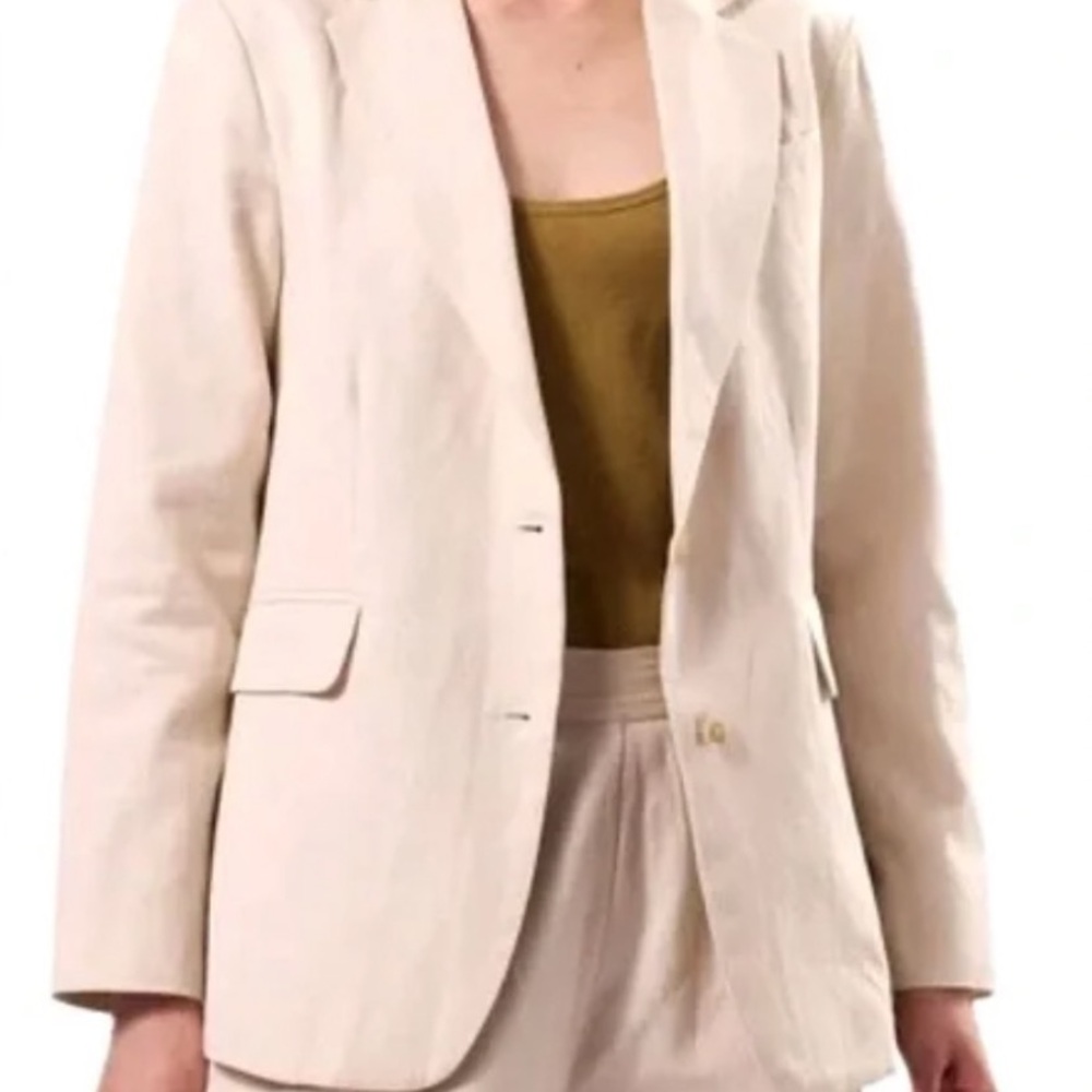 Amour Vert Cream Single-Breasted Women's Blazer